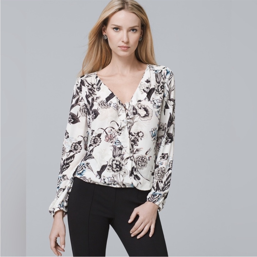 💥EUC💥 White House Black Market Floral Print Blouse - Size 4 - Picture 6 of 16